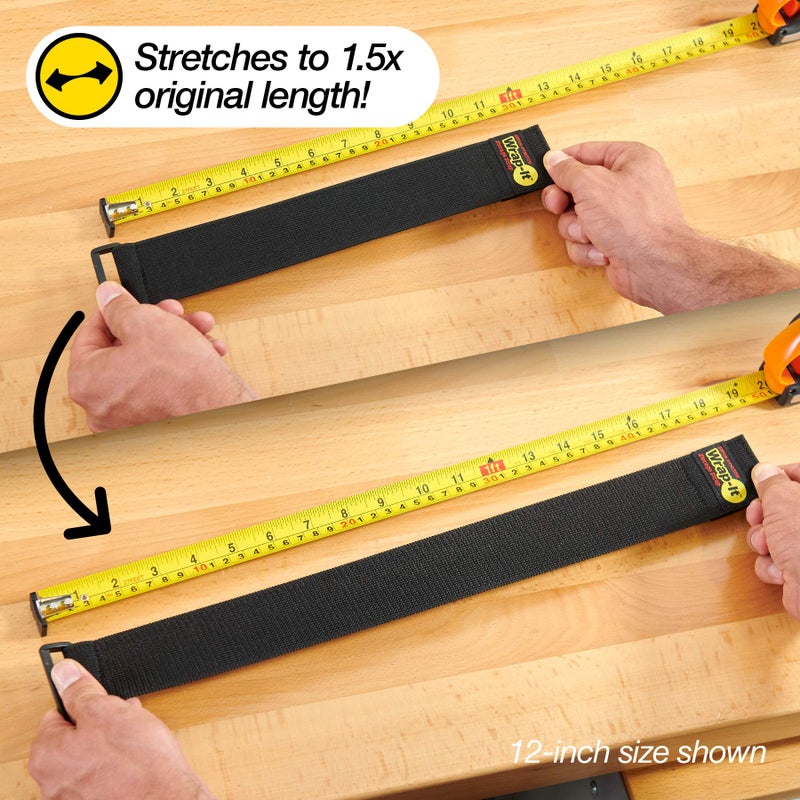 Wrap-It Storage Super-Stretch Wrap-It Storage Straps, 6" (12 Pack) - Elastic Hook and Loop Cinch Straps - Extension Cord Organizer, Hose Strap, Cable Straps, Tool Strap, Cord Wrap, Cord Keeper and Cable Storage - Image 5